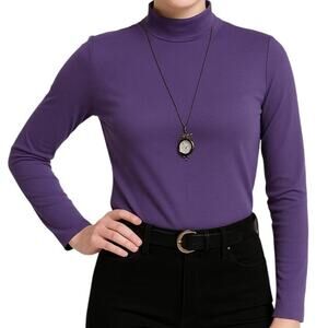 Vintage Y2K Purple Long Sleeve Pullover Turtleneck Top Womens Small